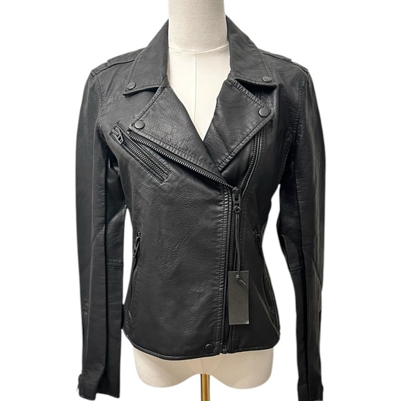 BLANK NYC Moto Jacket Vegan Leather Matte Black Onyx Women’s Size XS Small NEW - Picture 1 of 15